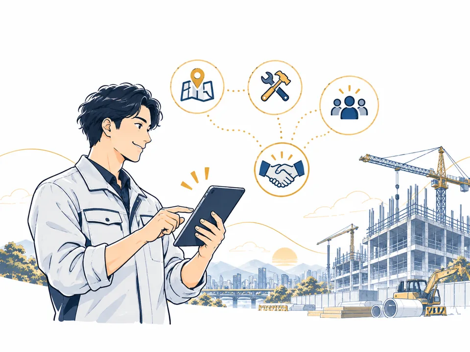 条件を登録して待つ建設業のイラスト